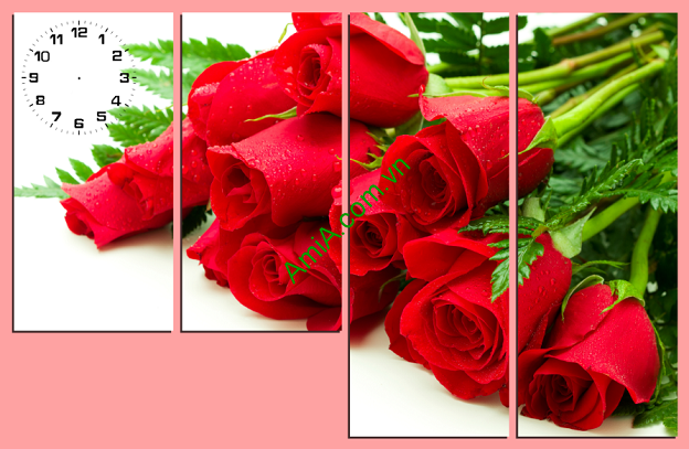 Tranh hoa hồng đỏ đẹp lãng mạn