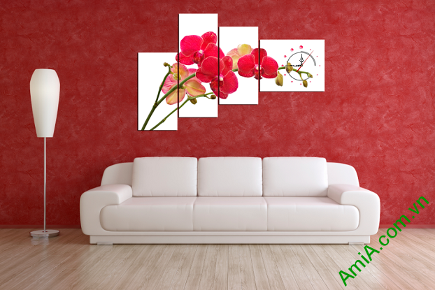 Mẫu tranh hoa phong lan treo tường phòng khách