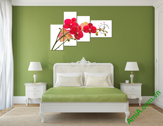 tranh hoa phong lan treo tường phòng ngủ