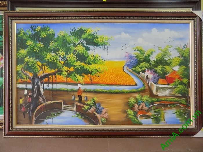 mau tranh phong canh lang que viet nam ve son dau tsd 117