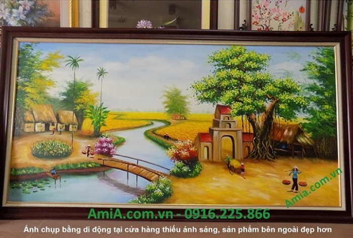 Tranh sơn dầu đẹp về phong cảnh làng quê việt nam