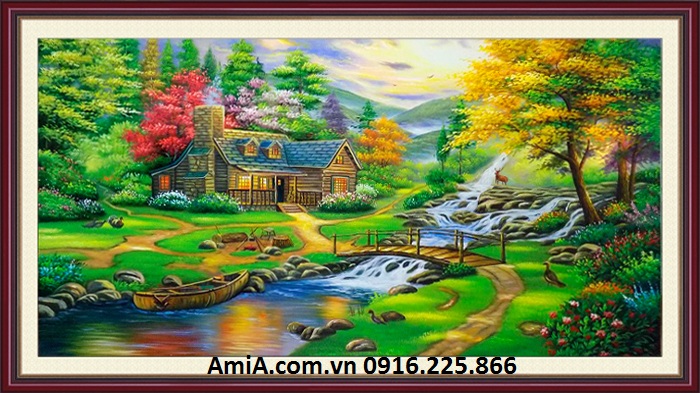 Tranh sơn dầu đẹp nhất về phong cảnh mùa thu lá vàng rơi - AmiA - Nội thất  đẹp, Giá rẻ tại Kho