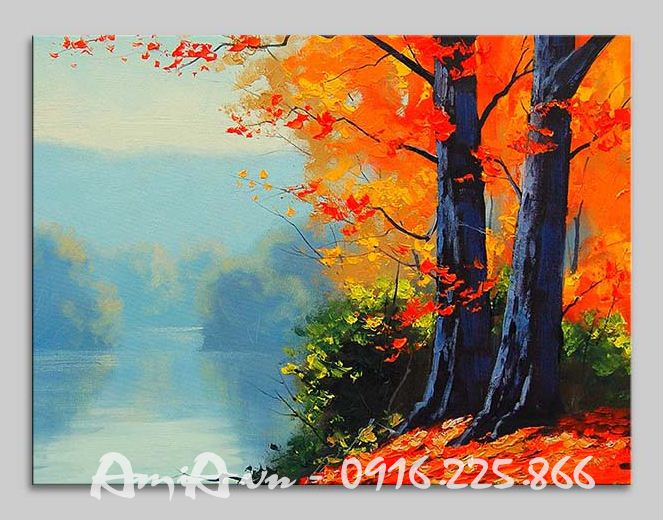Tranh canvas phong cảnh nghệ thuật sông thu AmiA 4180 