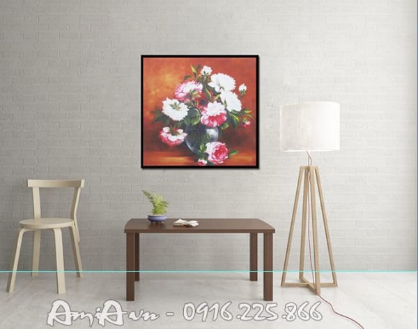 tranh dep treo tuong hoa mau don in canvas