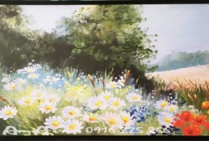 tranh canvas vuon hoa cuc