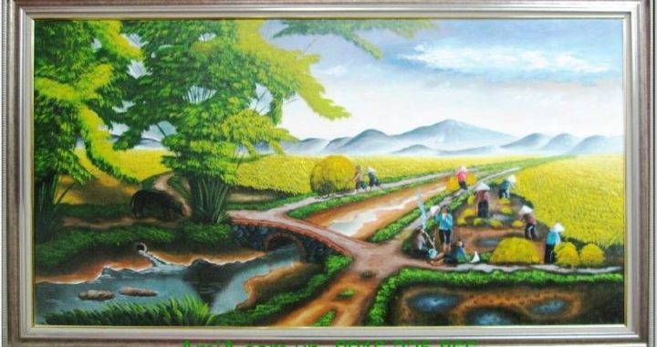 Vẽ tranh phong cảnh đồng lúa Việt Nam tuyệt đẹp