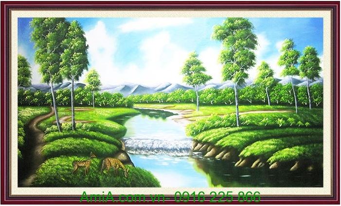 Mẫu Tranh Phong Cảnh Khu Rừng Xinh Đẹp Vẽ Sơn Dầu Amia 228