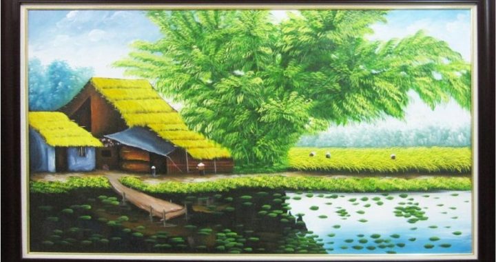 Bức tranh của học sinh vẽ phong cảnh quê hương Phong cảnh Nghệ thuật phong cảnh Tranh nghệ thuật
