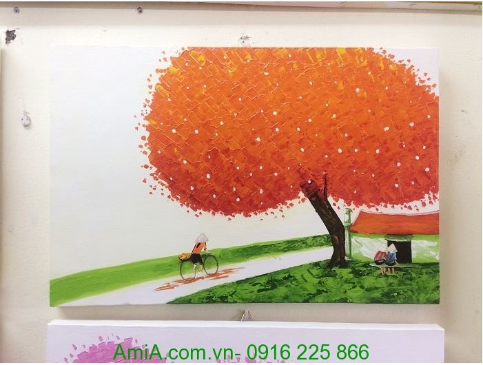 Tranh vẽ phong cảnh mùa thu thơ mộng sơn dầu Amia TSD 304