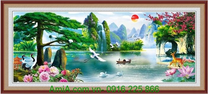 tranh sơn thủy hữu tình mã 03  Tranh Sơn Dầu Vẽ Tay  Tranh Sơn Mài   Tường Lam ART  0964455796