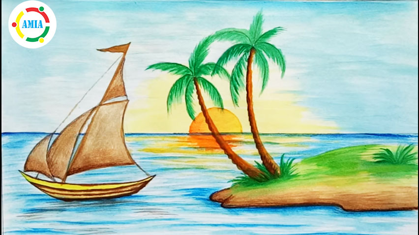 cách vẽ thuyền buồm đơn giản  How to draw a Sailboat  YouTube