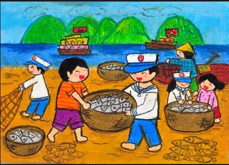 Image result for tranh học sinh vẽ bộ đội