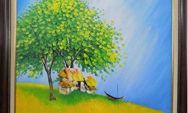 Mua Tranh trang trí phong cảnh màu nóng  Tranh in canvas có khung W1887   Size 30x30 tại Waki  Tranh đẹp canvas