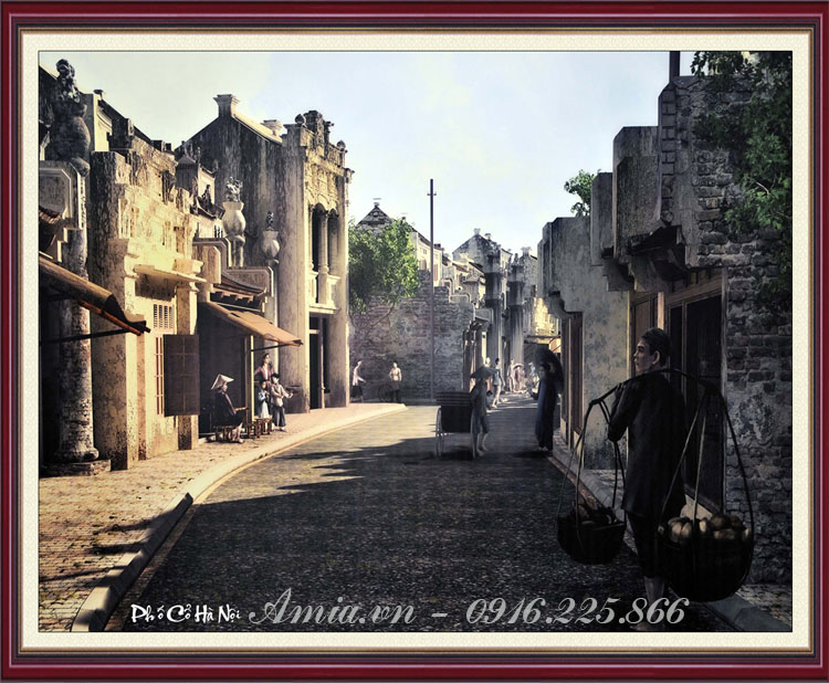 Tranh phong cảnh phố cổ con đường xưa - AmiA - Nội thất đẹp, Giá rẻ tại Kho