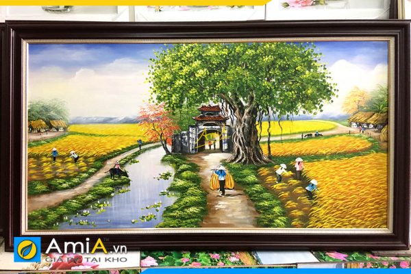 Hình ảnh Tranh sơn dầu làng quê đồng quê Việt Nam chụp tại cửa hàng AmiA TSD 362