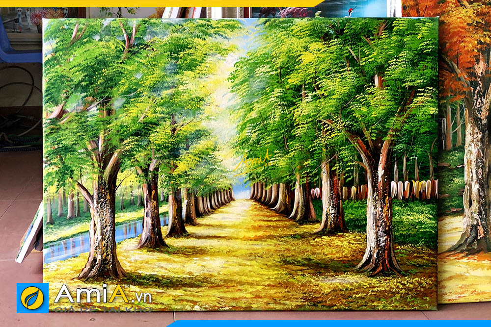 Hình ảnh Bức tranh sơn dầu phong cảnh hàng cây đẹp nghệ thuật AmiA TSD 383