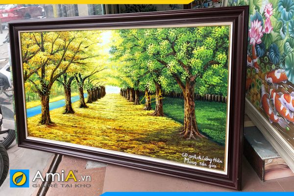 Hình ảnh Tranh sơn dầu phong cảnh hàng cây treo tường AmiA TSD 383