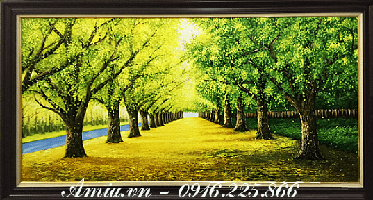 Tranh phong cảnh con đường mùa thu vẽ sơn dầu Amia TSD 383