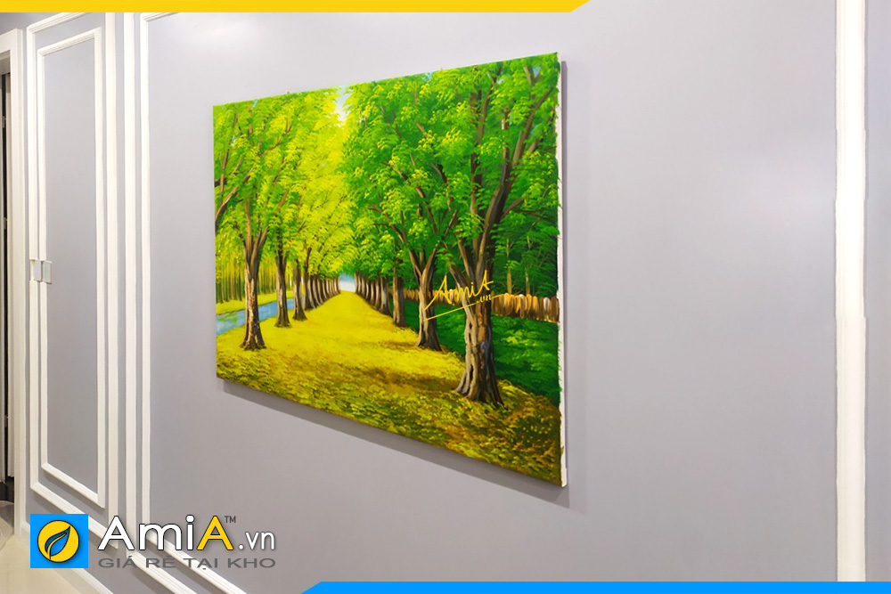 Hình ảnh Tranh vẽ sơn dầu phong cảnh hàng cây đẹp AmiA TSD 383