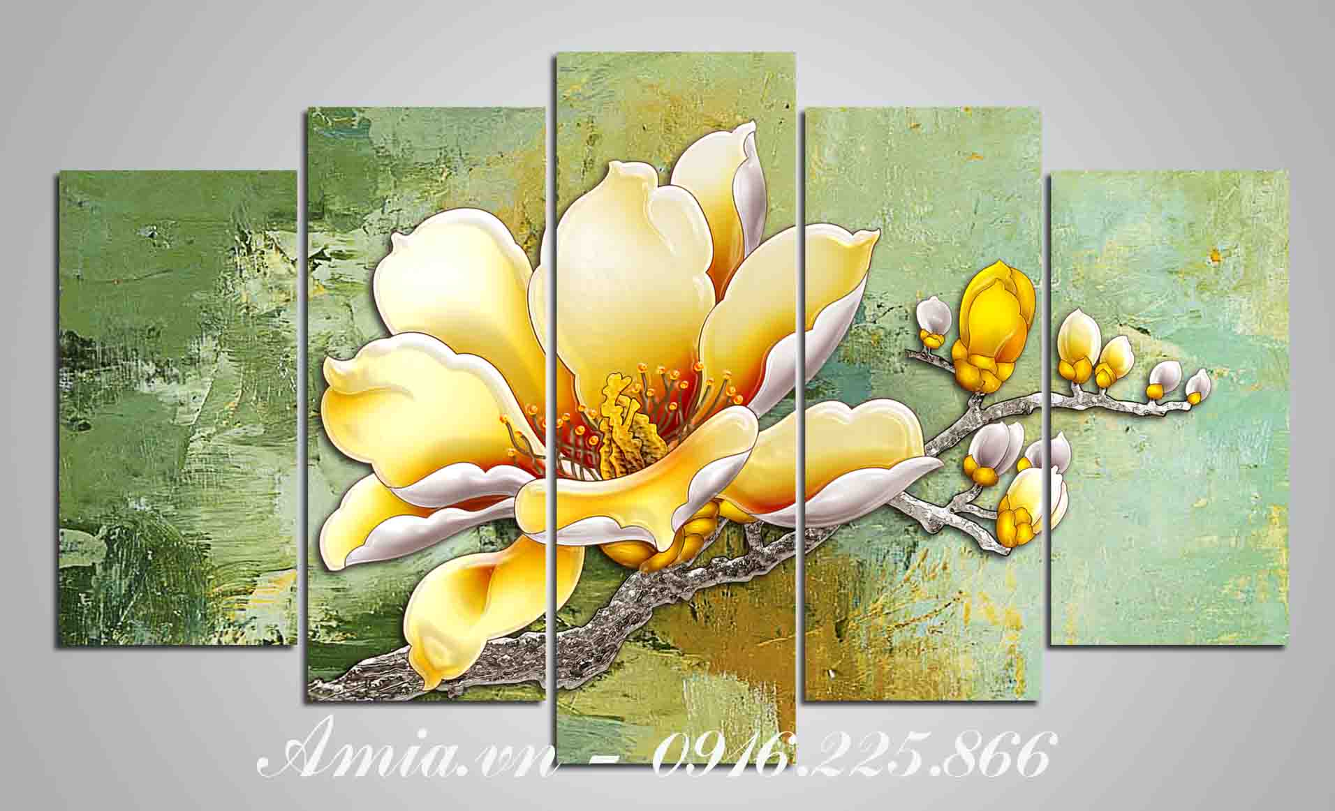 tranh treo phong khach hoa moc lan phu quy cho nha chung cu