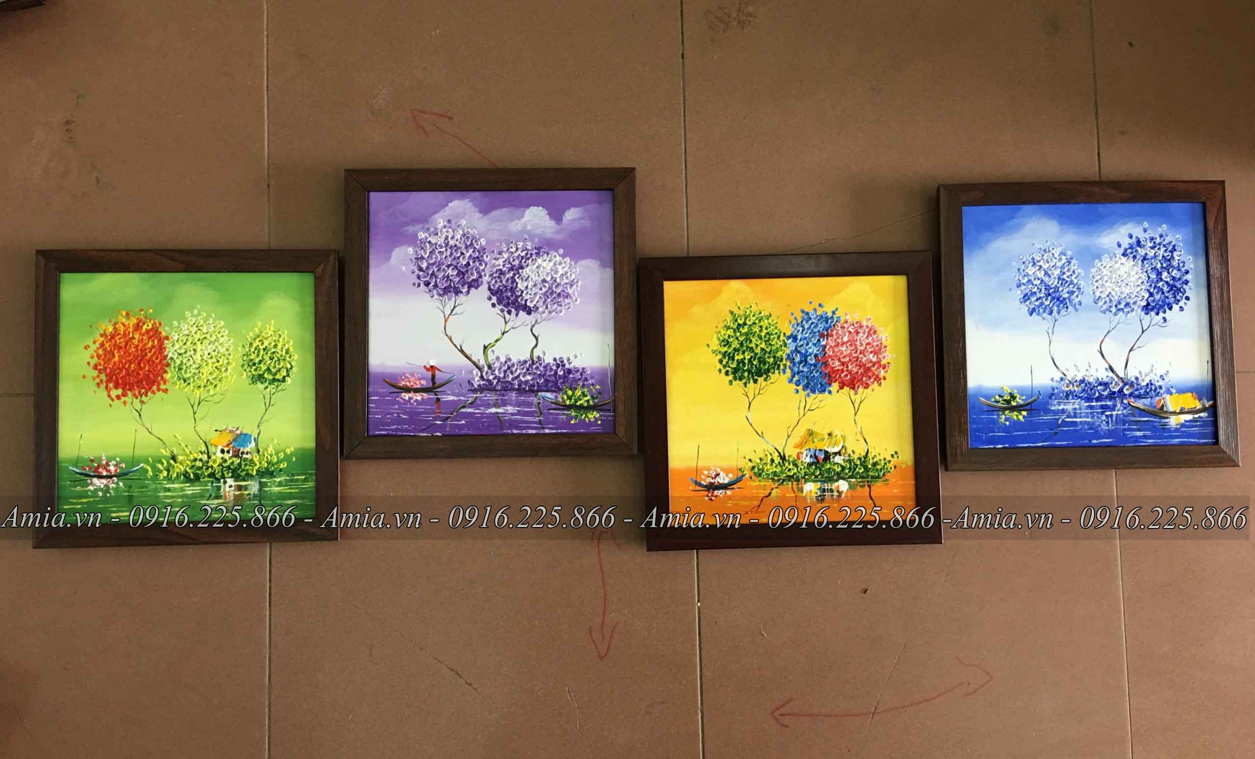 Tranh phong cảnh bốn mùa vẽ sơn dầu - AmiA - Nội thất đẹp, Giá rẻ tại Kho