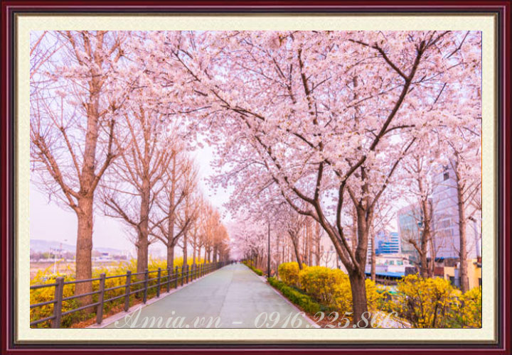 Tranh phong cảnh Hàn Quốc con đường mùa xuân - AmiA - Nội thất đẹp, Giá rẻ  tại Kho