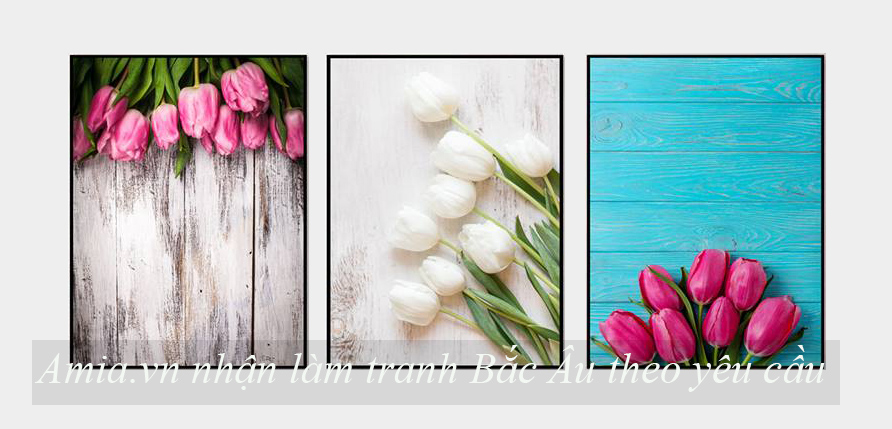 tranh treo tuong phong khach bac au hoa tulip