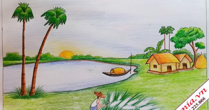 Vẽ tranh đề tài phong cảnh quê hương lớp 9 đơn giản