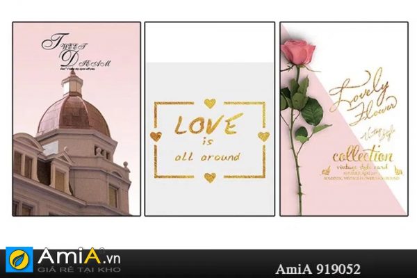 Hình ảnh Tranh treo tường đẹp canvas màu hồng đẹp xinh AmiA 919052