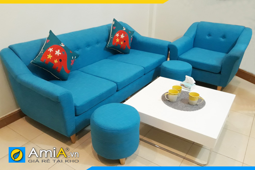 ghế sofa văng nỉ màu xanh AmiA 155A