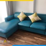 sofa góc chữ L bọc da màu xanh AmiA3120