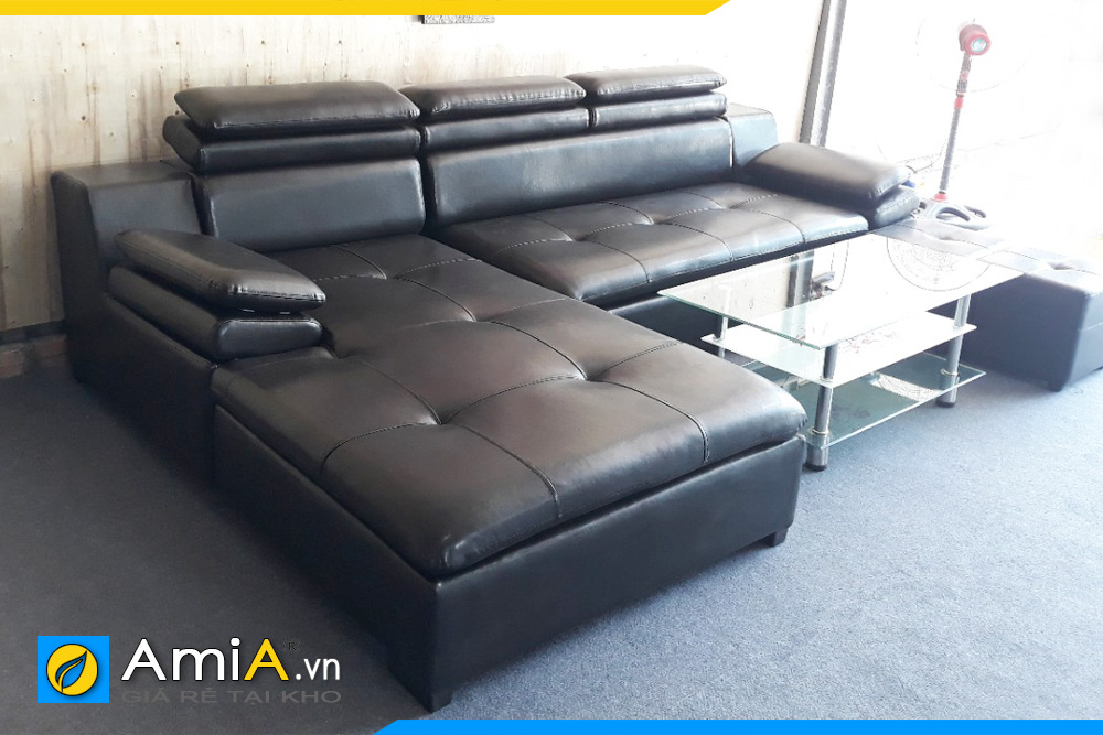 Ghế sofa da màu đen AmiA121