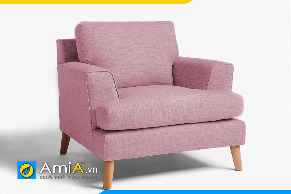 Sofa đơn bọc vải nỉ màu hồng