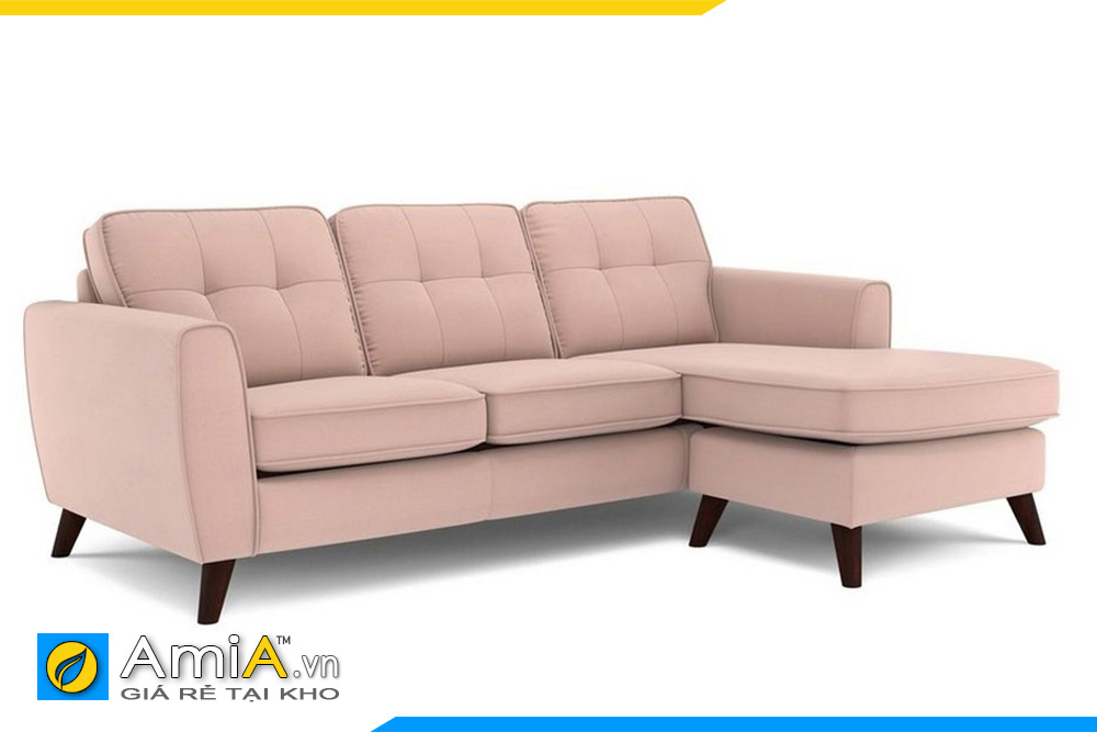 Sofa góc bọc nỉ màu phớt hồng