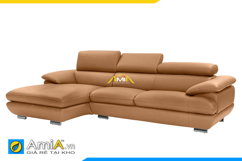 ghế sofa da màu nâu vàng AmiA 20221