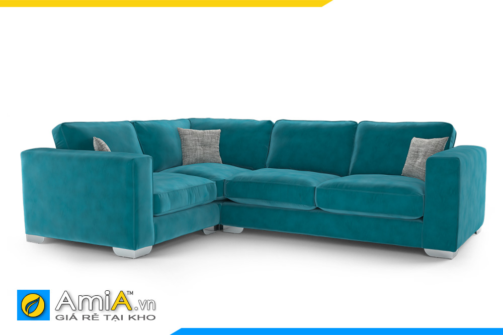 Mẫu ghế sofa góc nỉ màu xanh