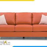ghế sofa văng da màu cam