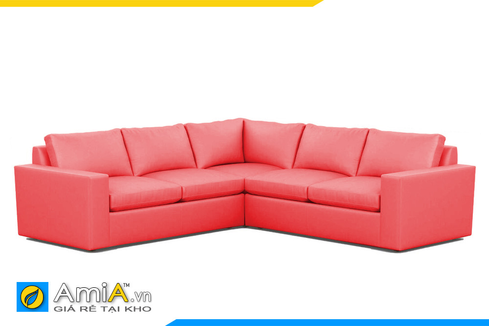 sofa góc đẹp bọc da màu đỏ