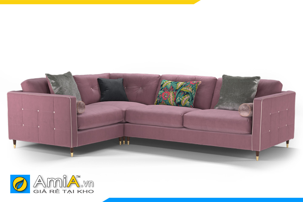 sofa màu tím hồng chất liệu nỉ