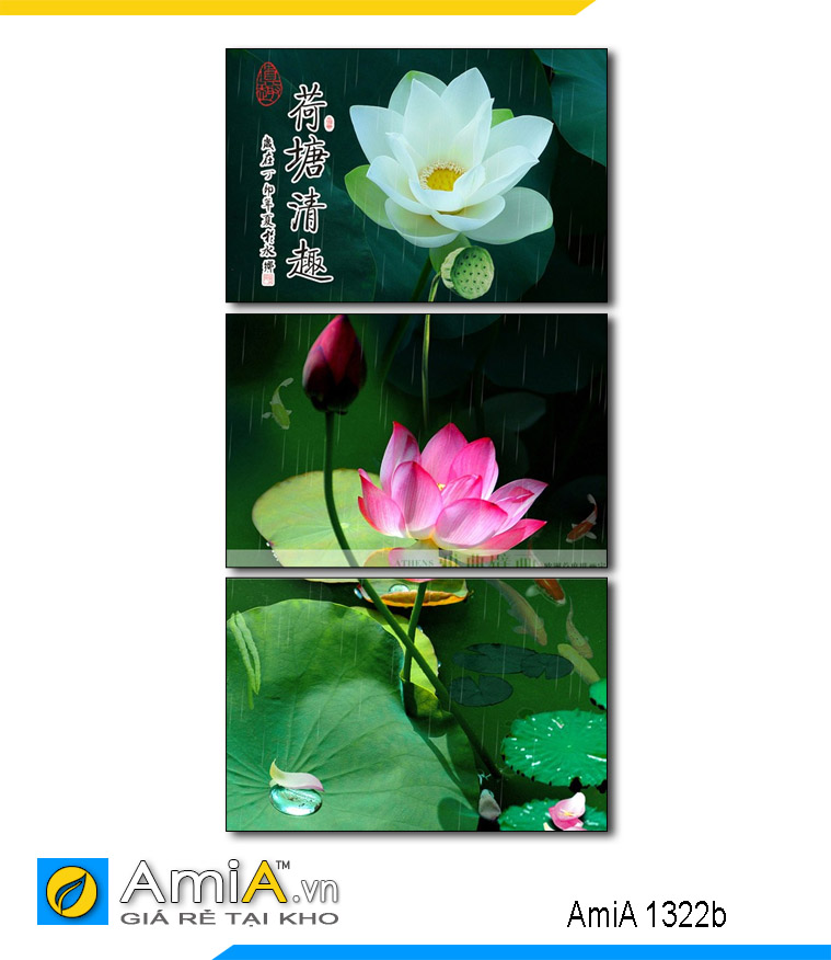 66 mẫu tranh hoa sen đẹp treo tường phòng khách phòng ngủ | AmiA