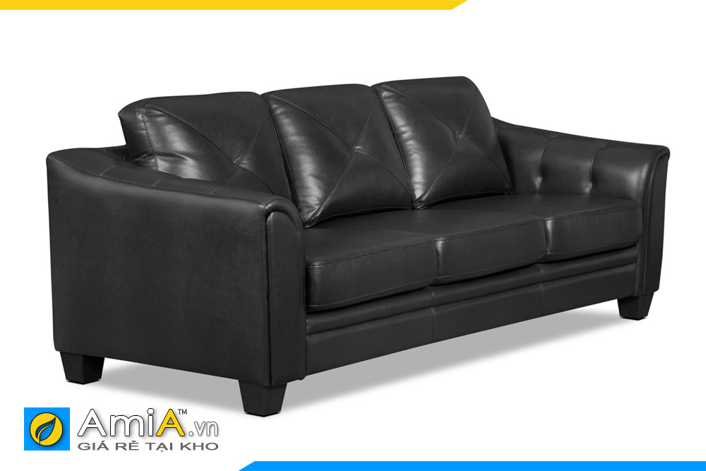 ghế sofa da màu đen kiểu văng AmiA 20110