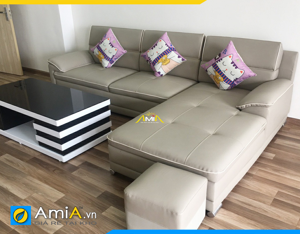 Sofa góc L giá rẻ chất liệu da AmiA152