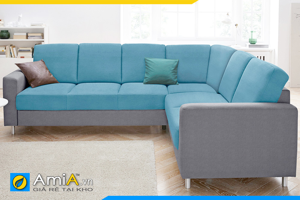 sofa phòng khách màu ghi phối xanh