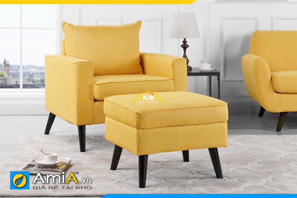 sofa đơn kết hợp đôn màu vàng