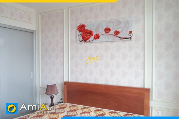 Hình ảnh Bộ tranh hoa hồng 3D trang trí phòng ngủ đẹp hiện đại AmiA 1234