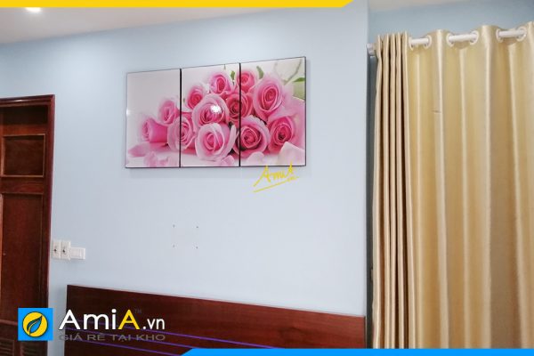 Hình ảnh Tranh hoa hồng màu hồng trang trí tường phòng ngủ AmiA 452