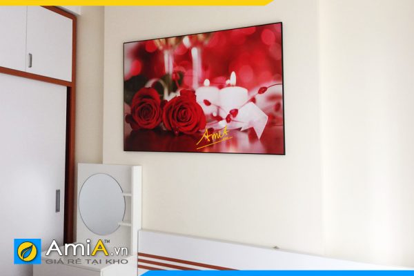 Hình ảnh Tranh hoa hồng nến lung linh treo tường phòng ngủ AmiA 201