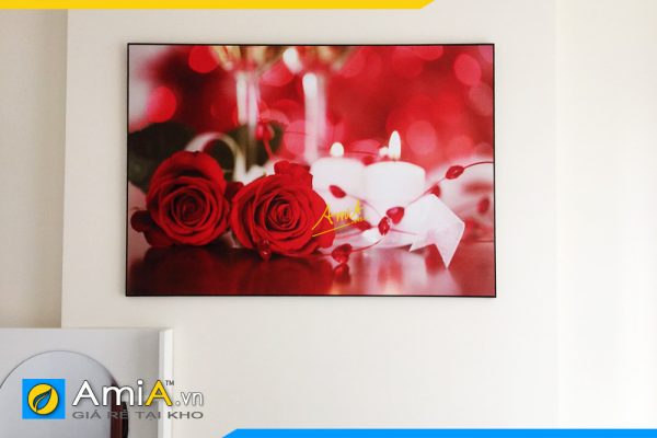 Hình ảnh Tranh hoa hồng treo phòng ngủ đẹp lãng mạn thiết kế 1 tấm AmiA 201