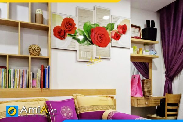 Hình ảnh Tranh treo tường phòng ngủ đẹp lãng mạn hoa hồng tình yêu AmiA 883
