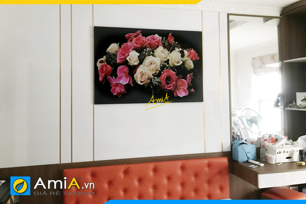 Hình ảnh Tranh treo tường phòng ngủ hình ảnh bó hoa hồng đẹp
